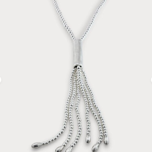 NWT Uno De 50 Jellyfish Long Statement Beaded Necklace Tassel BOLO Silver Plated - Picture 5 of 16